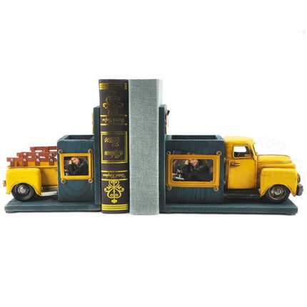 Camion Métal Vintage 3-en-1 – Serre-Livres, Cadre Photo & Porte-Stylos