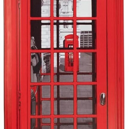 Plaque Métallique Cabine Téléphonique Londres – Grand Format 30x79 cm – Style Rétro Vintage